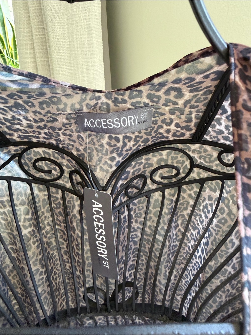 Accessory Collective Sheer Leopard Print Blouse - Brown/Black - Picture 2 of 2